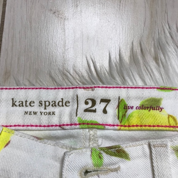 Kate Spade Lemon Print White Skinny Ankle Jeans - Picture 6 of 8